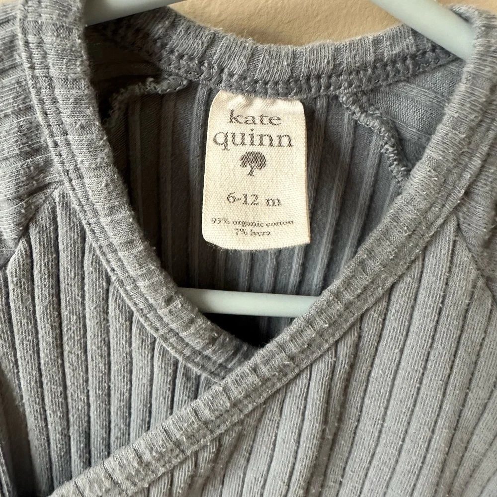 Kate Quinn - Ribbed Wrap Style Short Sleeve Onsie. Blue - Size 6-12m - Picture 2 of 3